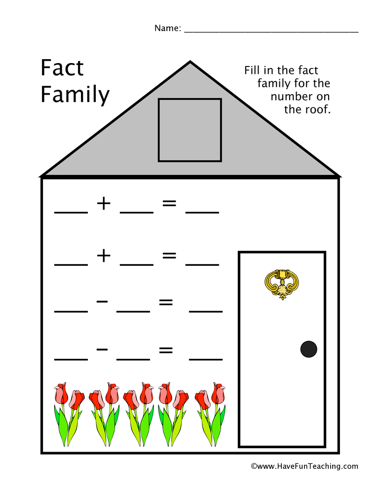 Fact Family Worksheet Have Fun Teaching