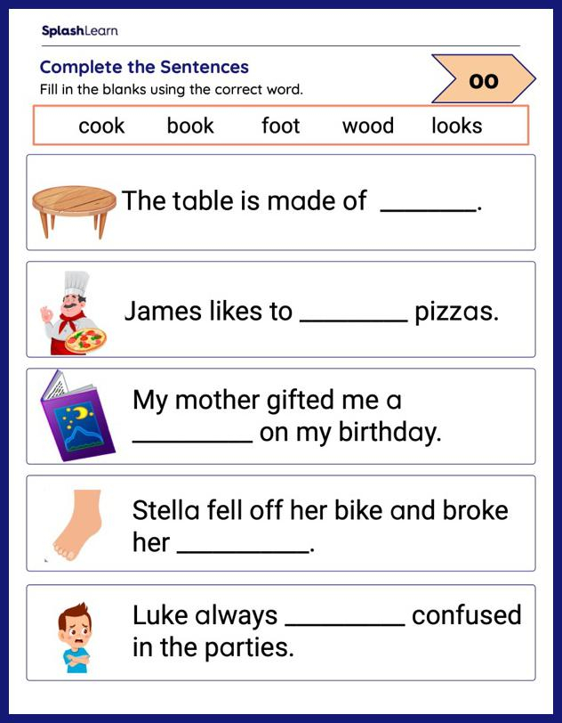 Fill In The Blanks To Complete The Sentences ELA Worksheets SplashLearn