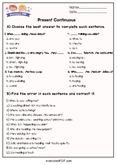 Find The Error In Each Sentence And Correct It Exercises PDF