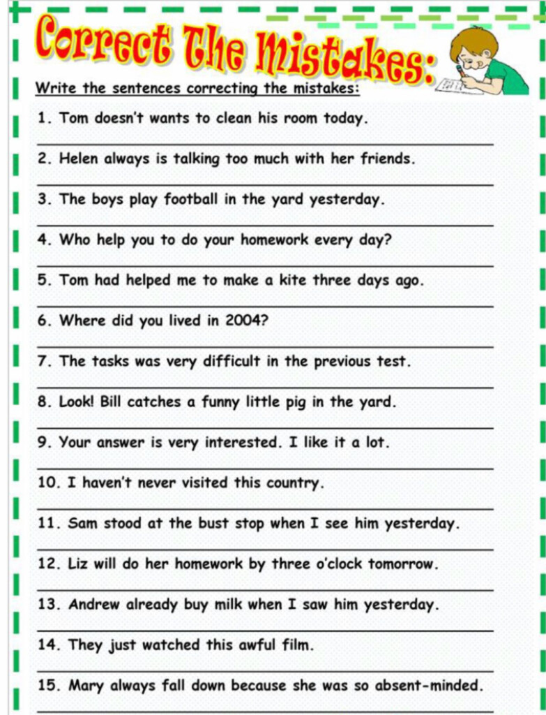 Finding Grammatical Errors Worksheet Sixteenth Streets