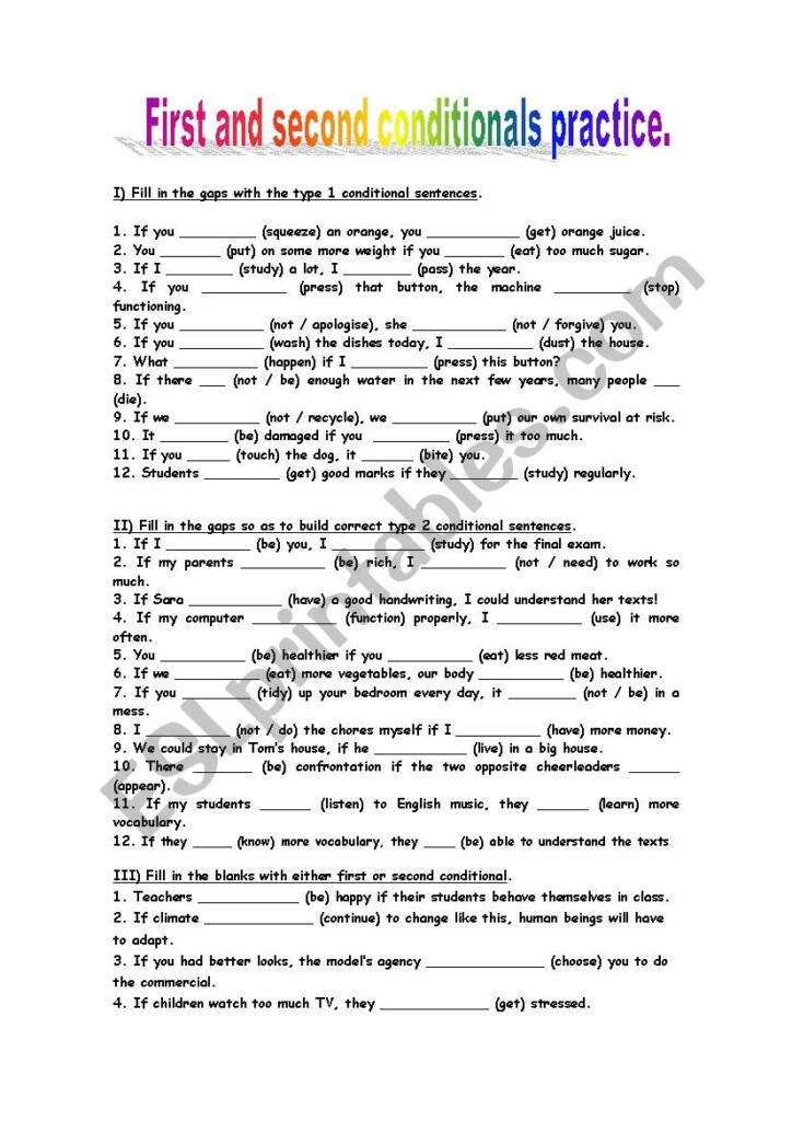 FIRST AND SECOND CONDITIONALS ESL Worksheet By Natalia Apa