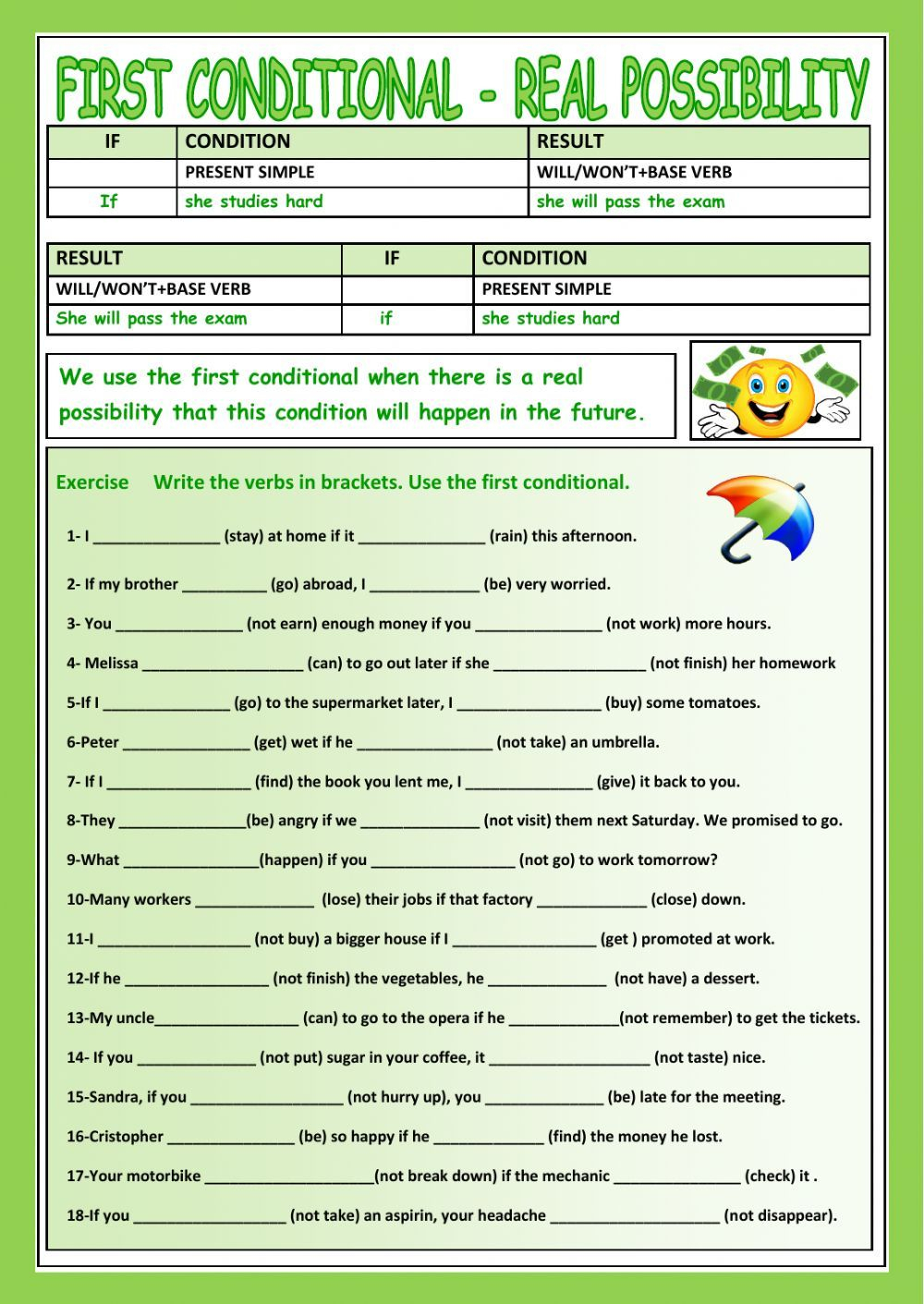 First Conditional Worksheet A2 Kidsworksheetfun