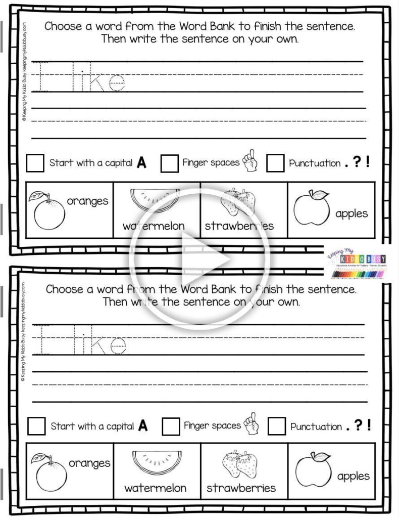 First Grade Writing Sentences Worksheets