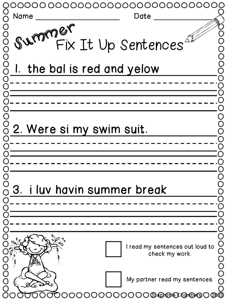 Fix Sentences Worksheets