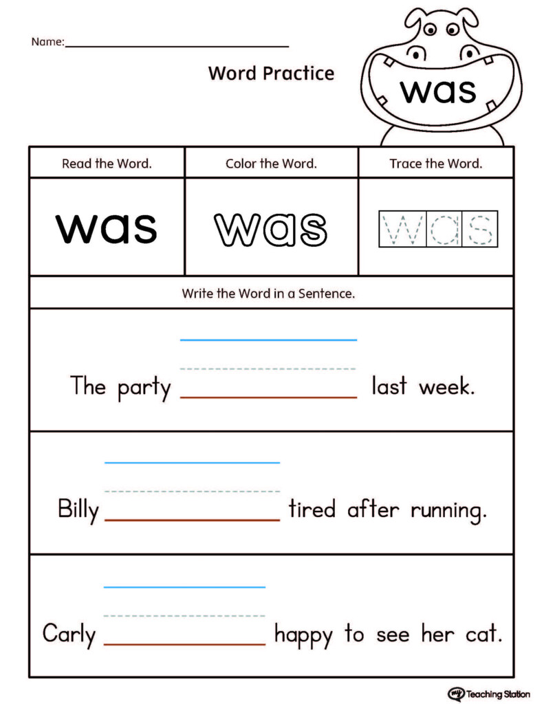  FREE Build Sentences Using Sight Word WAS MyTeachingStation