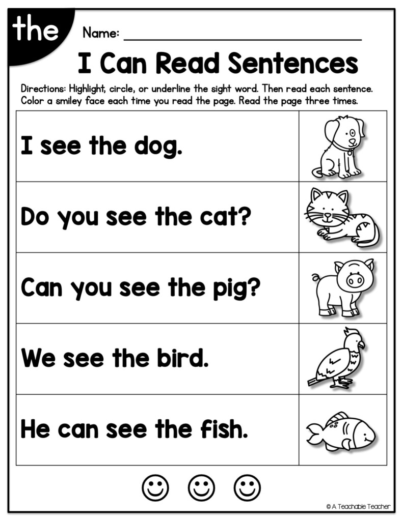 Free Kindergarten Sentence Reading Worksheets Made By Teachers 