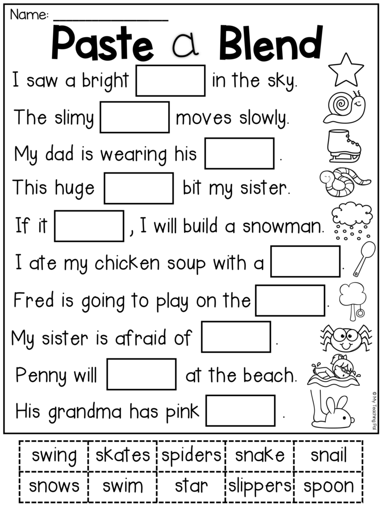 Free Printable Blending Sounds Worksheets