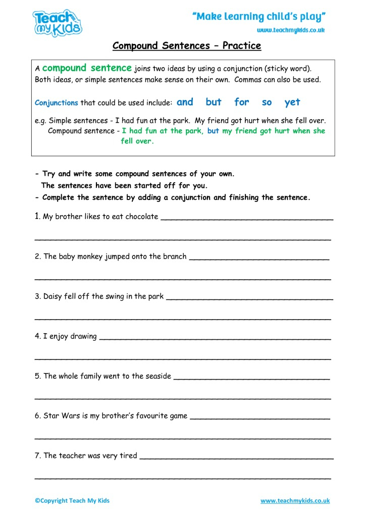 Free Printable Compound Sentences Worksheets Free Printable Templates