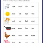 Free Printable Rhyming Words Worksheets Worksheets For Kindergarten