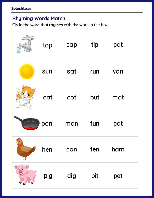 Free Printable Rhyming Words Worksheets Worksheets For Kindergarten