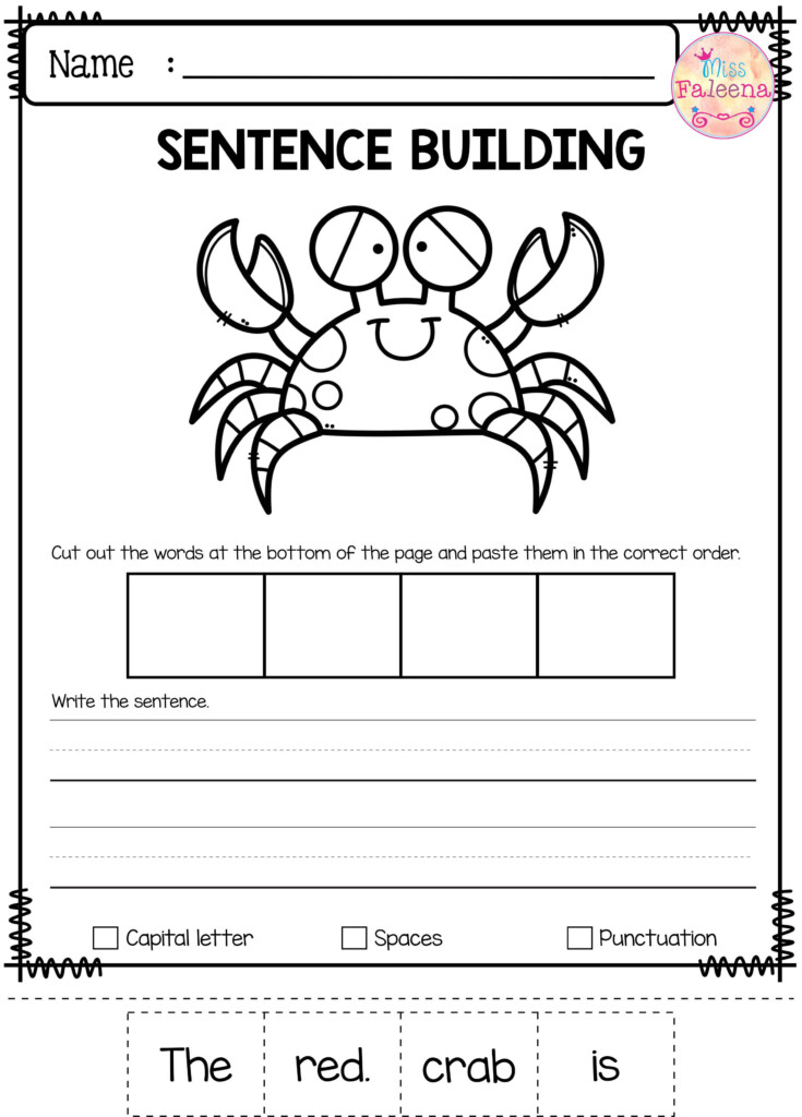 Free Printable Sentence Building Worksheets For Kindergarten Learning 