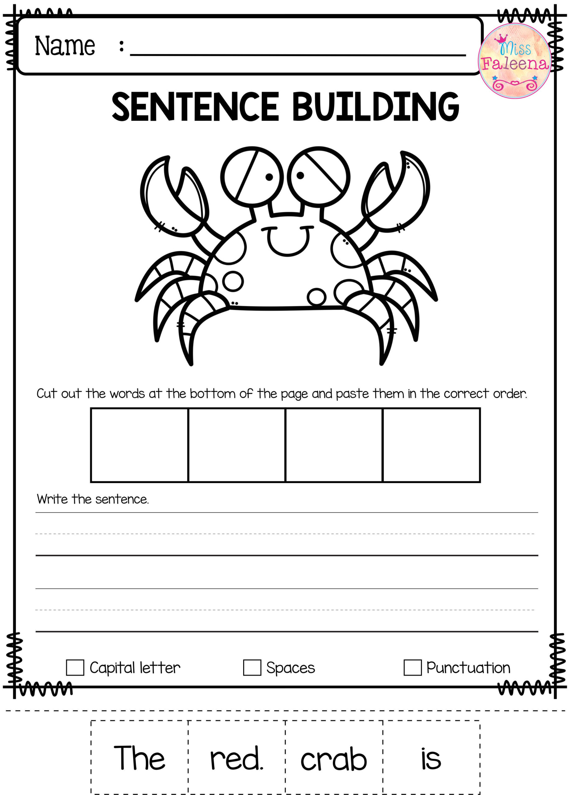 Free Printable Sentence Building Worksheets For Kindergarten