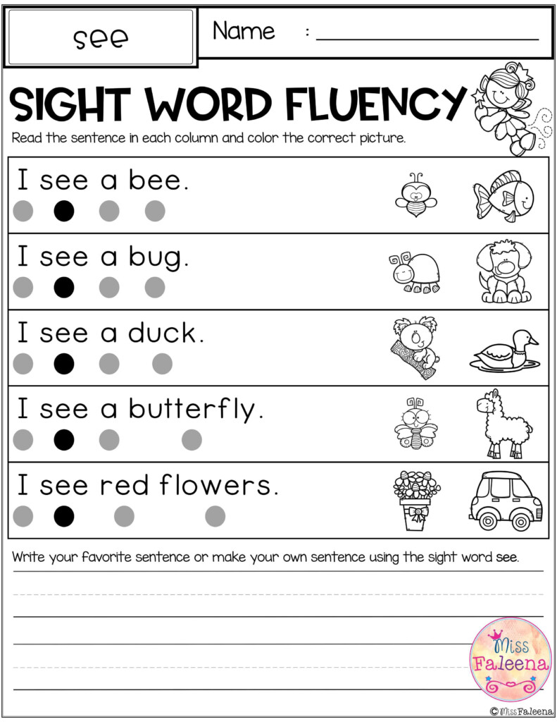 Free Printable Sight Words Sentences For Kindergarten Vsamorning