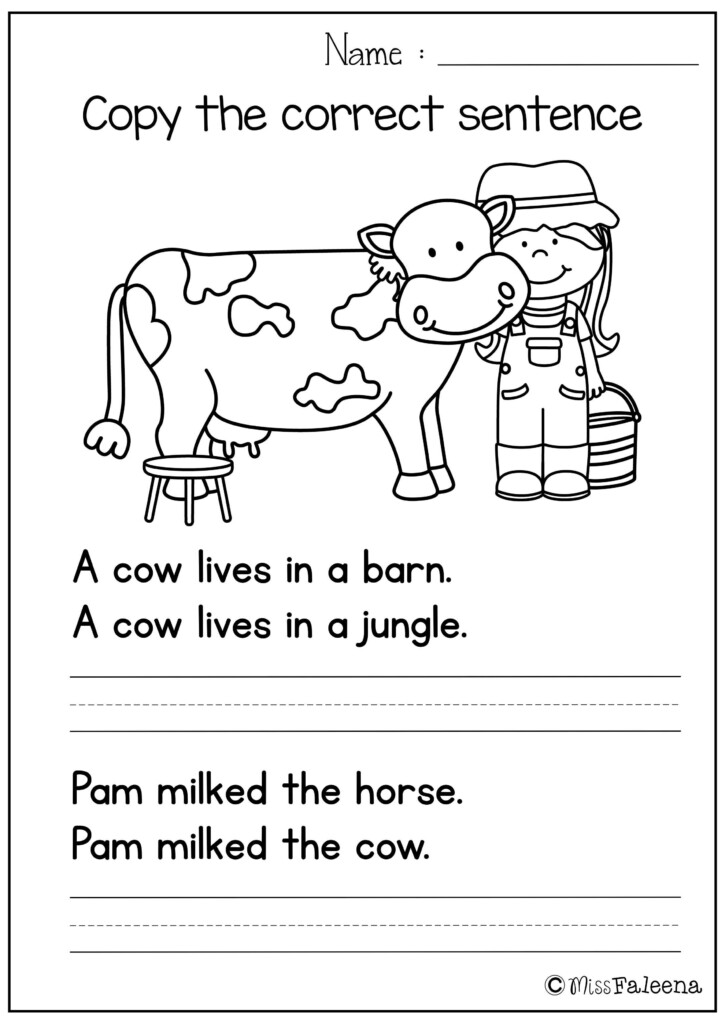 Free Sentence Writing Copy The Correct Sentence Kindergarten 