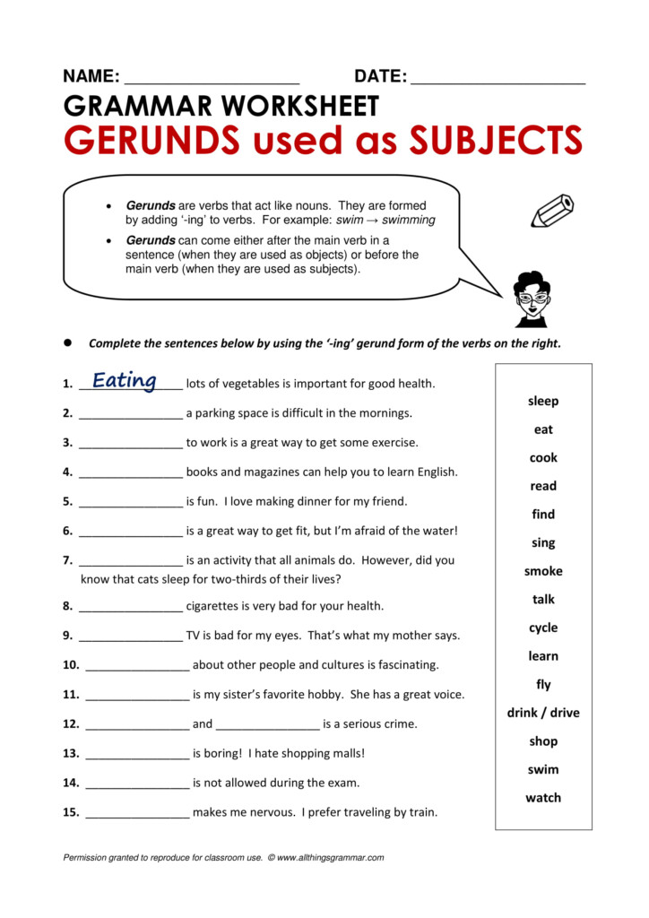 Gerund 20 Examples Format Pdf Examples