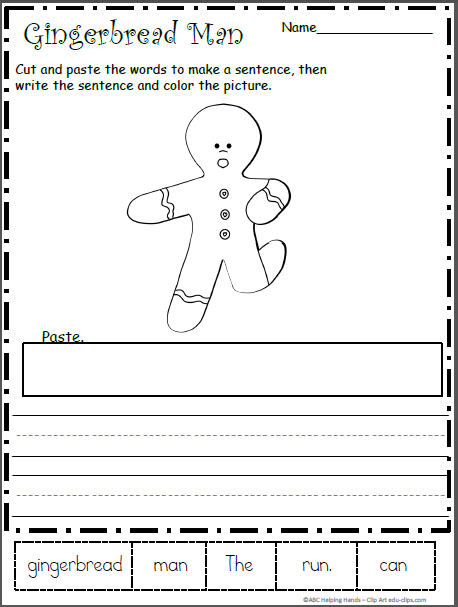 Gingerbread Man Mixed Up Sentence Worksheet Made By Teachers