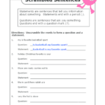 Grade 2 Scrambled Sentences Worksheet