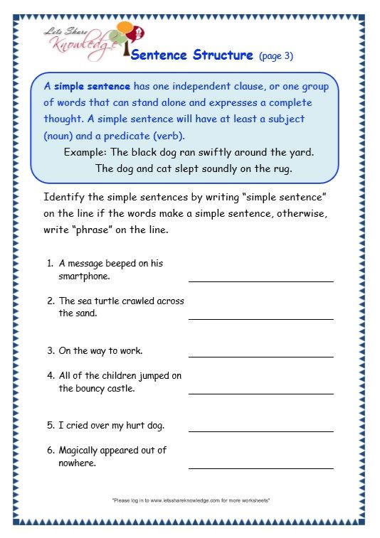 Grade 3 Grammar Topic 36 Sentence Structure Worksheets Lets Share 