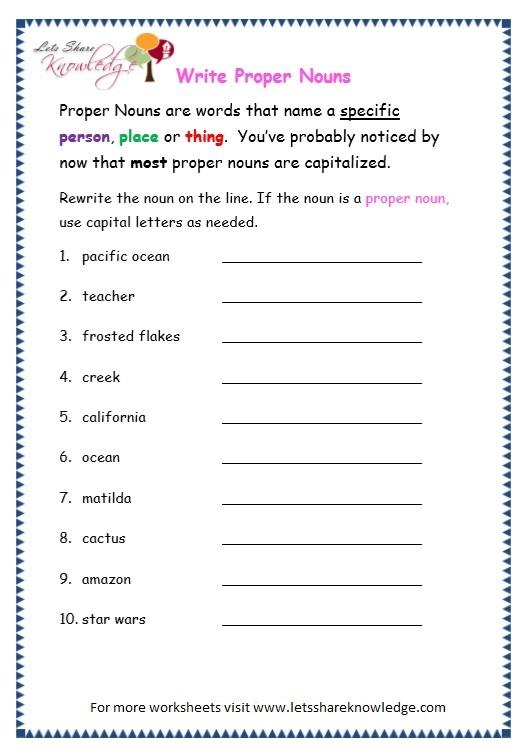 Grade 3 Grammar Topic 6 Nouns Worksheets Lets Share Knowledge Plural 