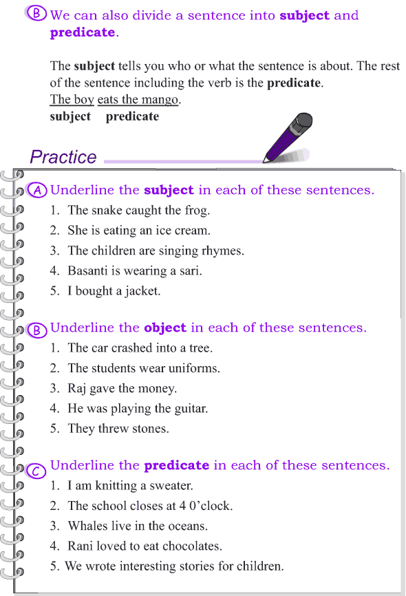 Grade 4 Grammar Lesson 2 The Sentence Subject Object And Predicate 