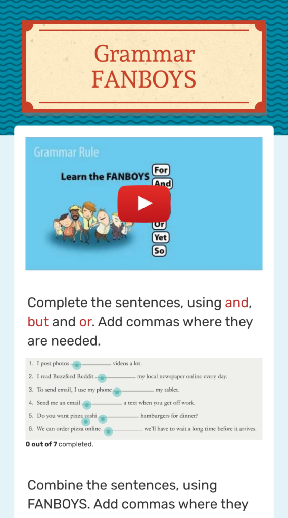 Grammar FANBOYS Worksheet Grammar Grammar Worksheets Teaching Grammar