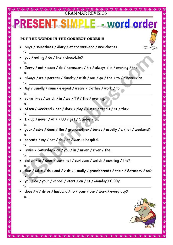 GRAMMAR REVISION Present Simple Word Order ESL Worksheet By Keyeyti