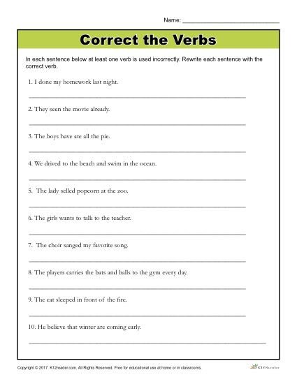 Grammar Worksheets For Grade 6