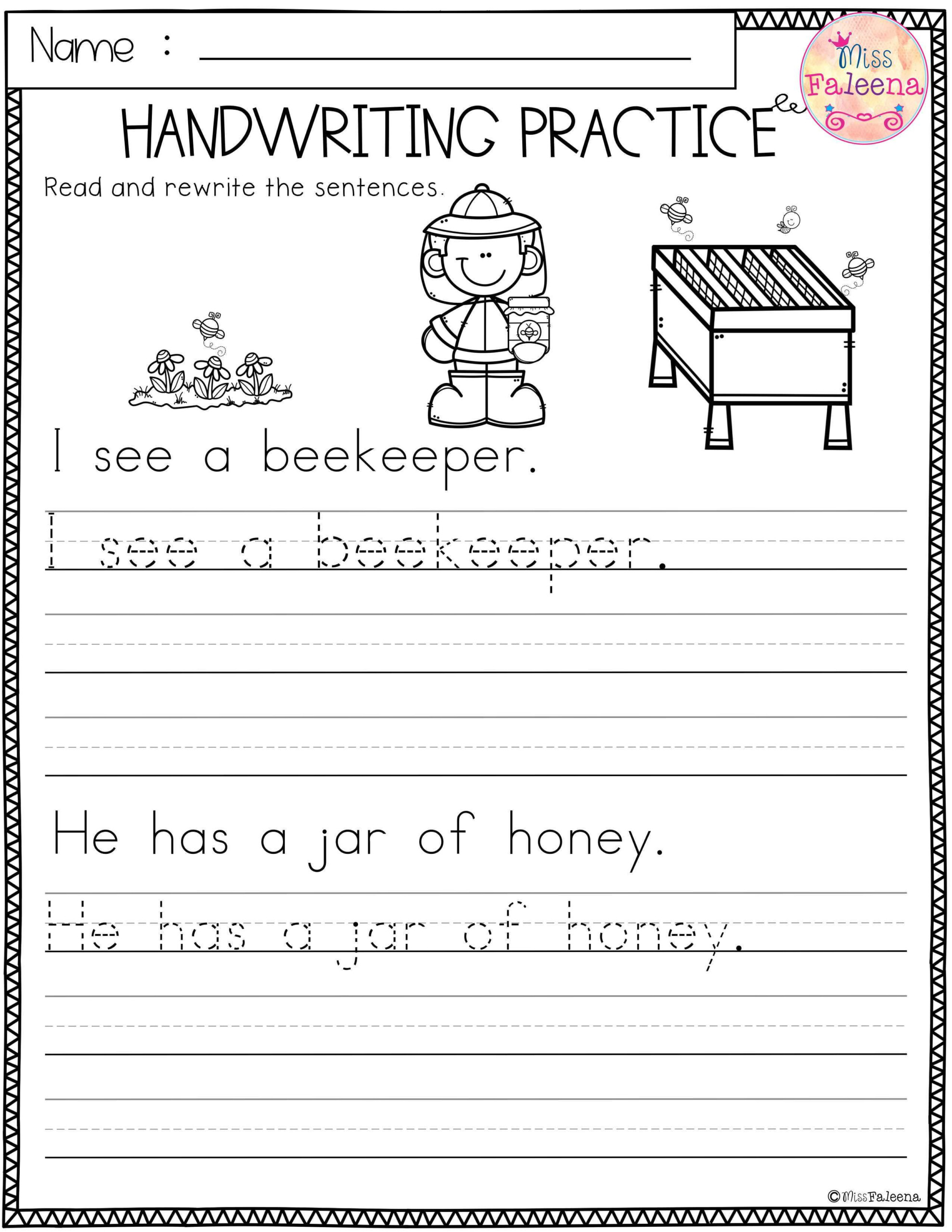 Handwriting Sentences Worksheets