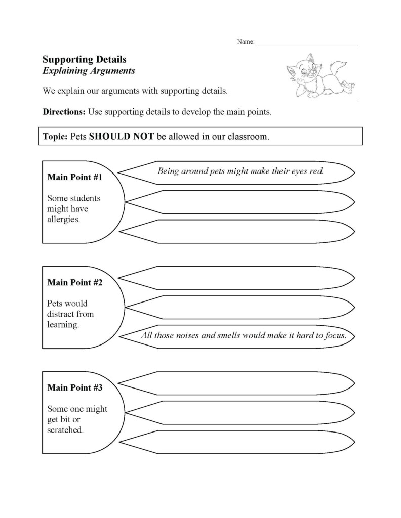Identifying Main Idea And Supporting Details Worksheets
