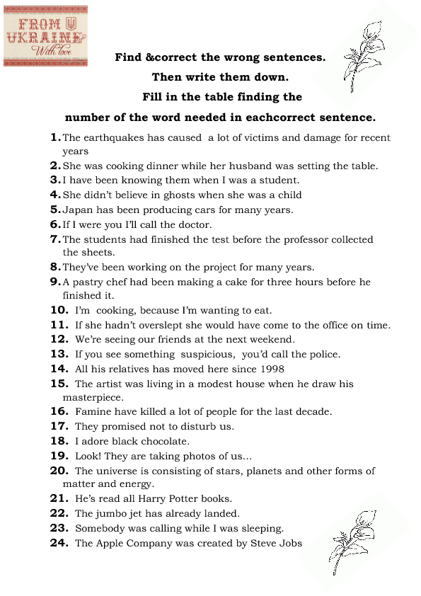 Identifying Sentence Errors Grammar Worksheets Pdf Example Worksheet