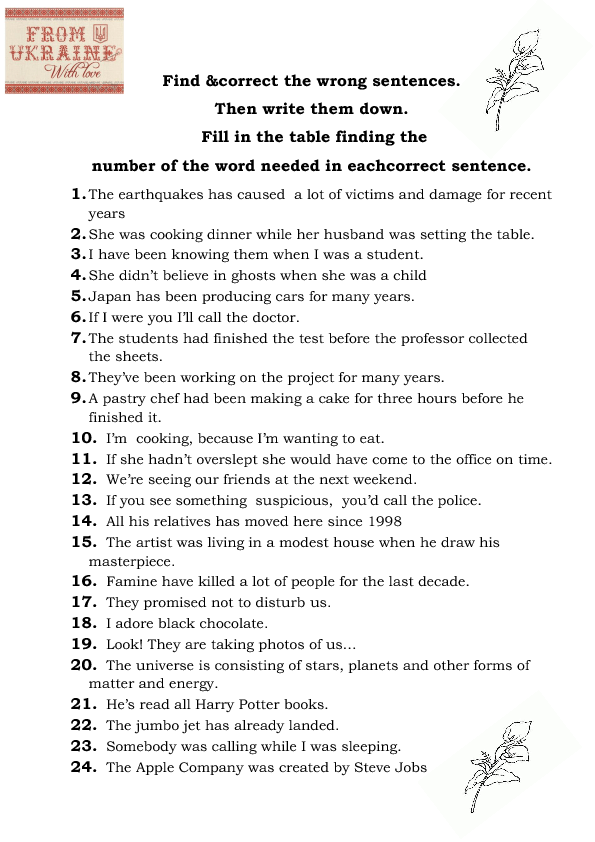 Identifying Sentence Errors Grammar Worksheets Pdf Example Worksheet 