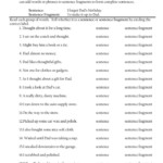 Identifying Sentence Fragments Practice A Worksheet 1 Answer