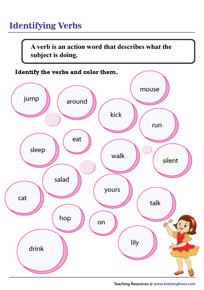 Identifying Verbs Worksheets 99Worksheets