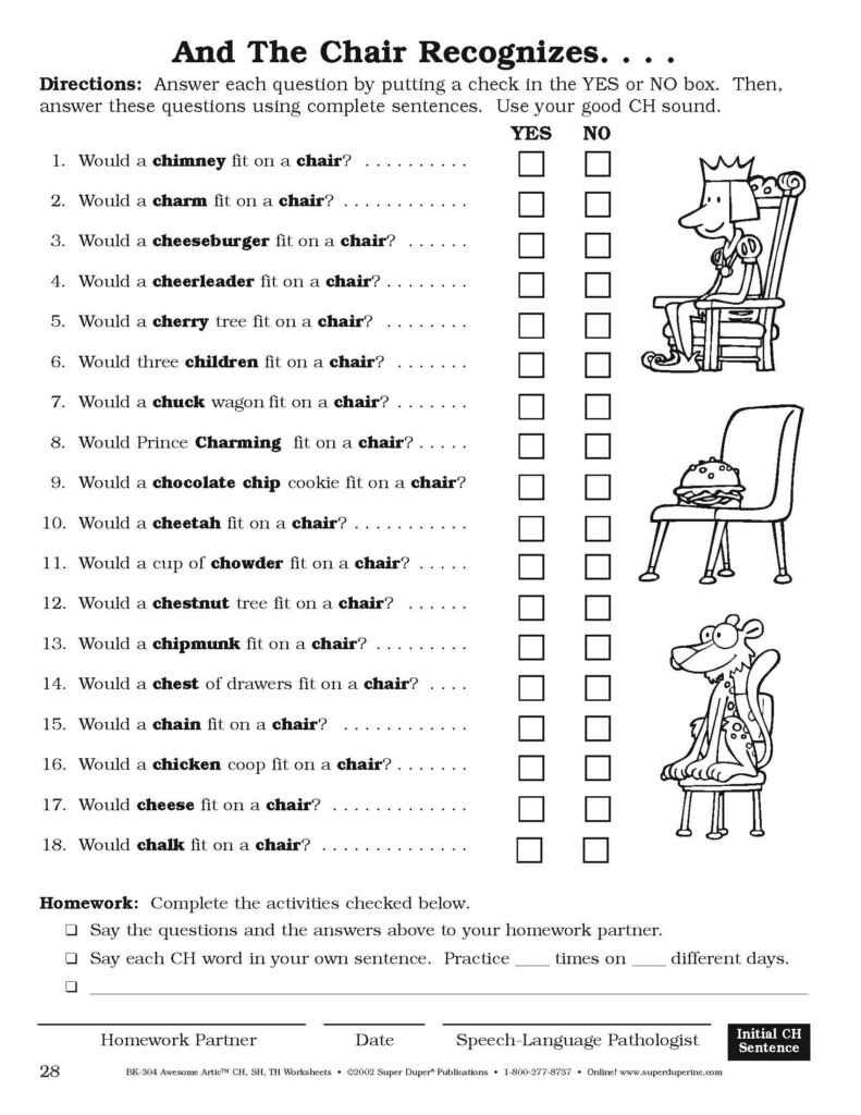 Initial CH Sentence Fun Sheet Worksheets Speech And Language Sentences