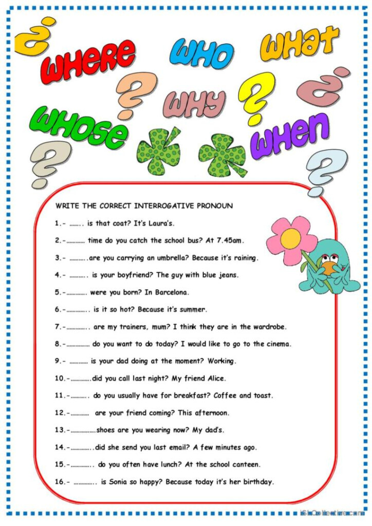 INTERROGATIVE PRONOUNS English ESL Worksheets Pdf Doc