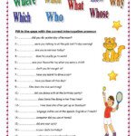 INTERROGATIVE PRONOUNS English ESL Worksheets Wh Questions Worksheets