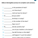 Interrogative Pronouns Worksheet 4th Grade