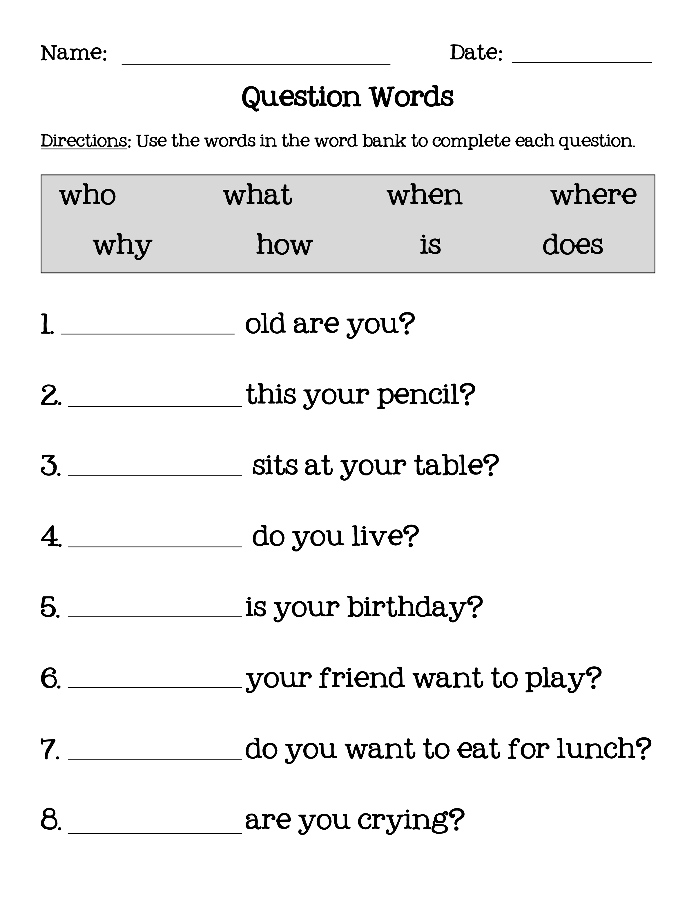 Interrogative Pronouns Worksheets Pdf With Answers Lousiana