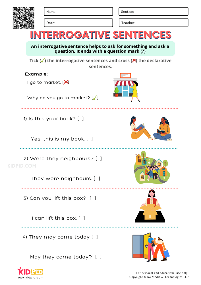 Interrogative Sentence Free Printable Worksheets For Grade 1 Kidpid