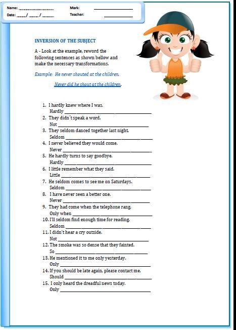 Inversion Of The Subject Worksheet Inversions Subjects Education