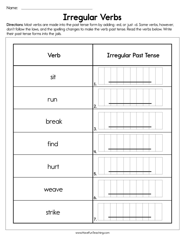 Irregular Verbs Worksheet By Teach Simple