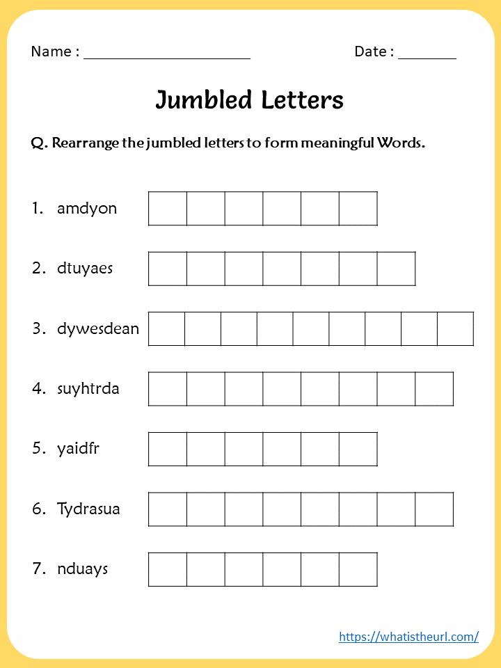 Jumbled Words Worksheets For Grade 5 K5 Learning 5th Grade Jumbled 