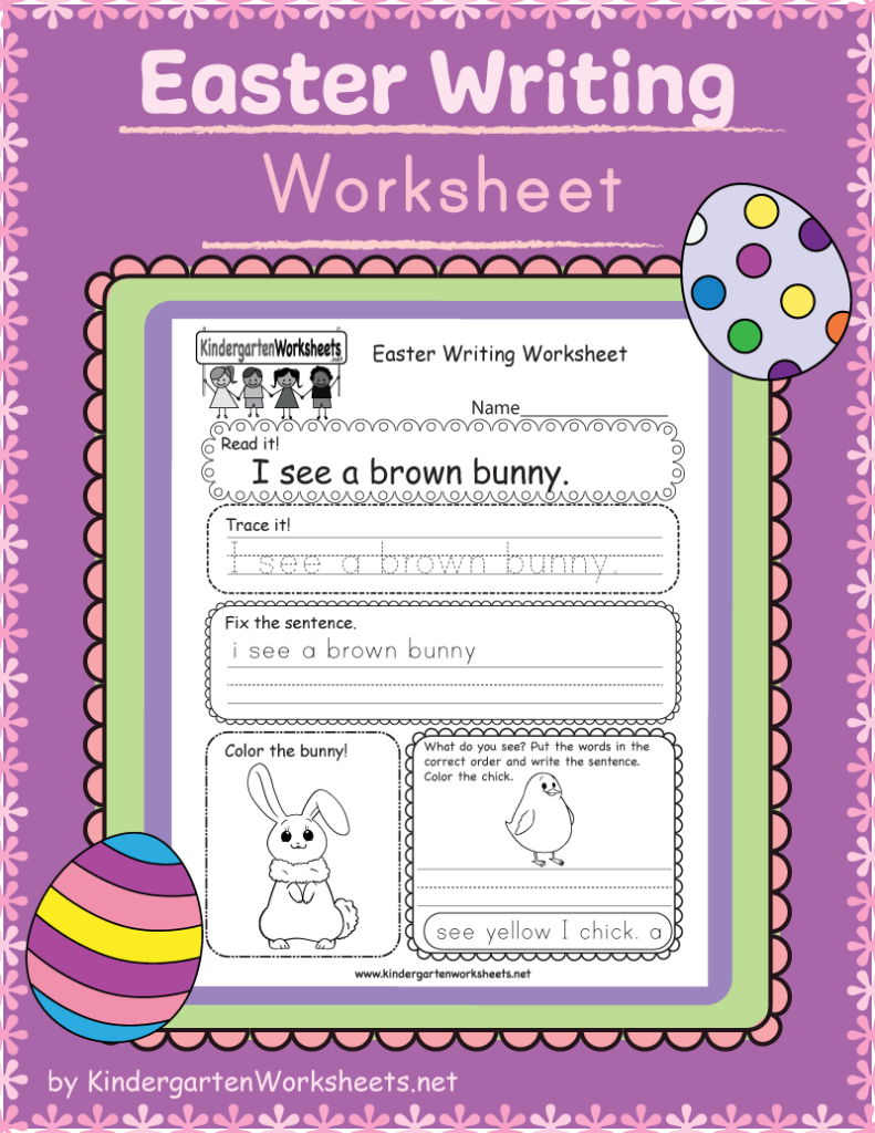 Kindergarten Easter Writing Worksheet Writing Worksheets Easter 