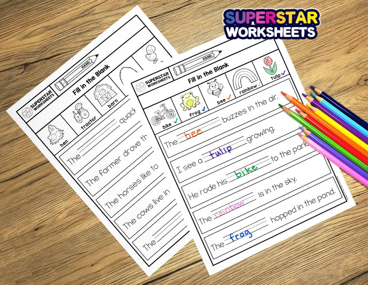 Kindergarten Word Bank Writing Worksheets Superstar Worksheets