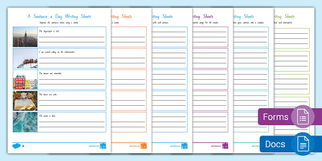 Level 3 Sentence A Day Differentiated Writing Sheets