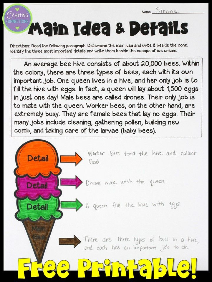 Main Idea And Topic Sentence Worksheets With Answers