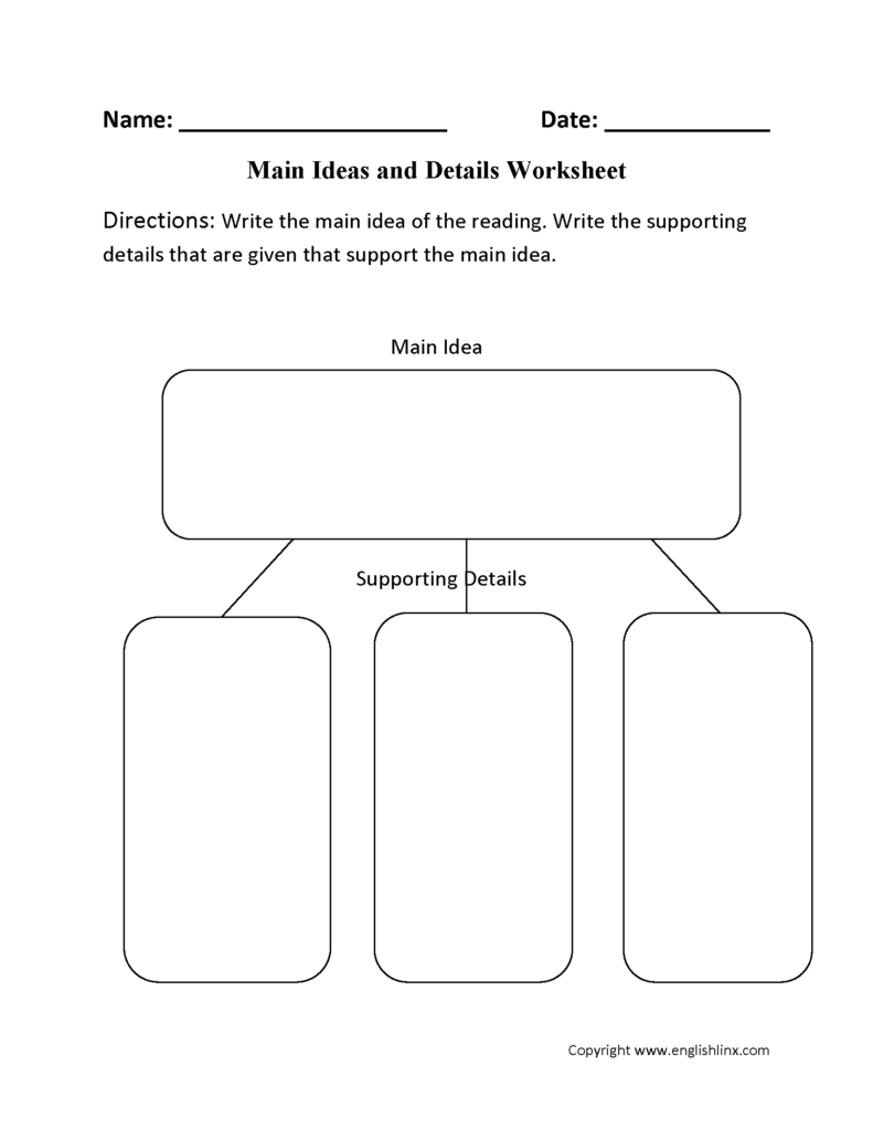 Main Idea Worksheets Main Idea And Details Worksheet