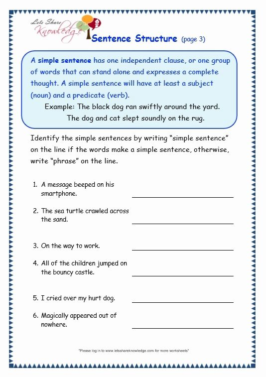 Make Simple Sentences Worksheet Tripmart