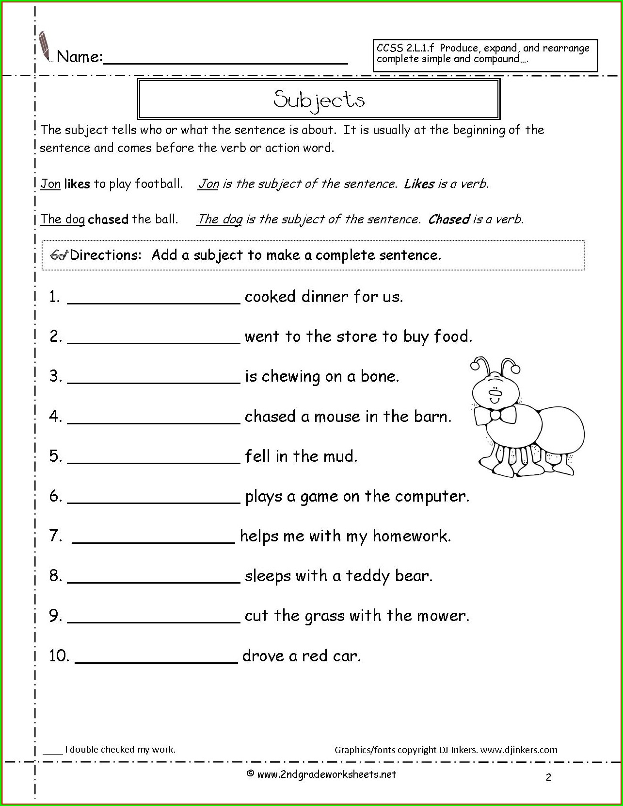 May Sheets Correct The Sentence Worksheet 2nd Grade