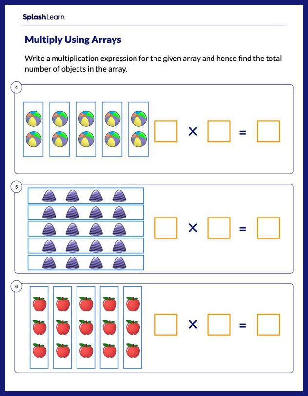 Multiplication Sentence For An Array Math Worksheets SplashLearn